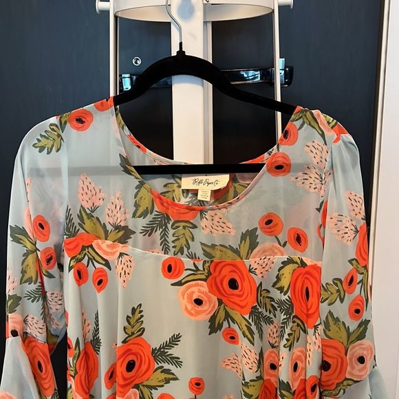 Paper crown x rifle paper co floral mini dress - mint and coral - medium - Picture 2 of 5